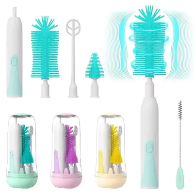 Electric Bottle Cleaning Brush, Baby Bottle Brush Cleaner Water Bottle Cleaning Kit, Nipple Brush Pacifier Cleaner Straw Clea...