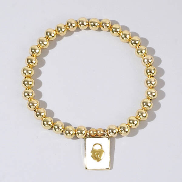 Personality Brass Round Bead Beaded Stretch Bracelets