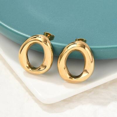 304 Stainless Steel Oval Stud Earrings