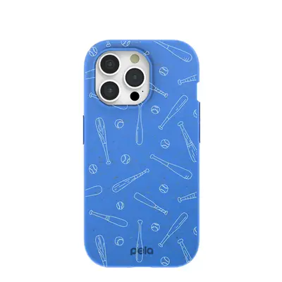 Electric Blue Ball and Bat iPhone 15 Pro Case