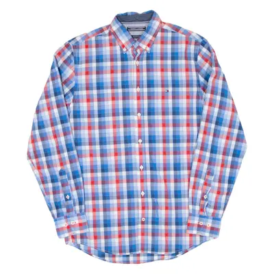 TOMMY HILFIGER Mens Shirt Blue Check Long Sleeve M