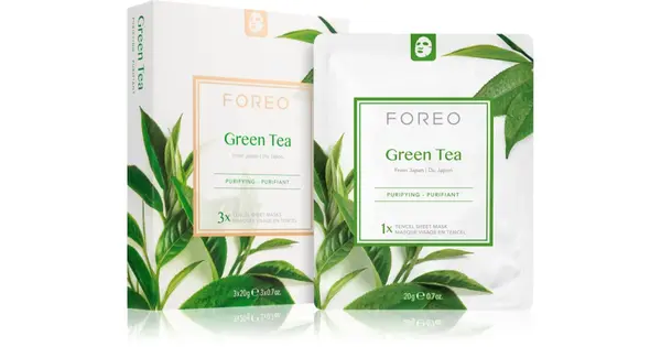 Foreo Farm To Face Mask Green Tea Sheet Mask Soothing For Combination Skin 3X20 G