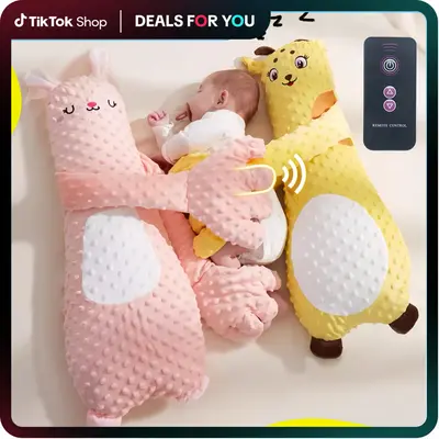 A Baby Patting Soother Pillow Palm, Baby Soother, Patting Toy, Animals-Shaped Sleeping Aid, Soft Stuffed Doll , Animal for In...