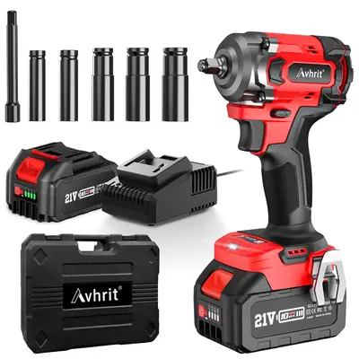 Avhrit 450N·m(332ft-lb) High-End Cordless Brushless Electric Universal Impact Wrench gun / 1×4.0Ah Battery, Outdoor,Pistola...
