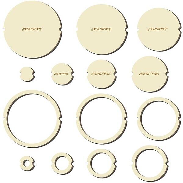 14Pcs 14 Style Wood Hoop Rings Macrame for DIY Craft Making