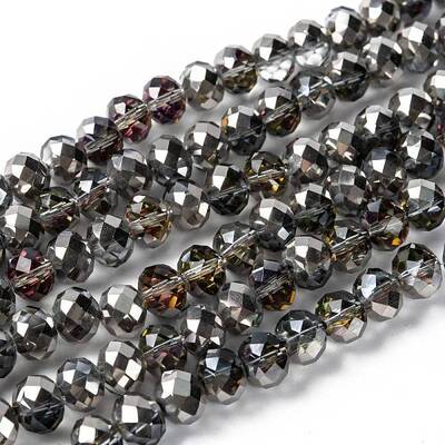 Electroplate Glass Faceted Rondelle Beads Strands