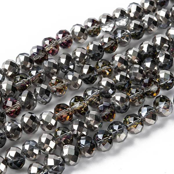 Electroplate Glass Faceted Rondelle Beads Strands
