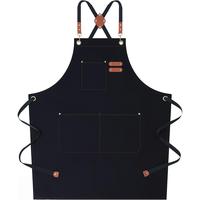 Chef Aprons for Women Men with Large Pockets, Cotton Canvas Cross Back Water Repellent Work Apron, Size M to XXL (Black) Ligh...