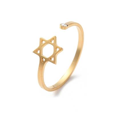 304 Stainless Steel With Rhinestone Open Rings for Women