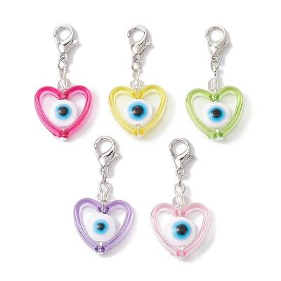Heart with Evil Eye Resin & Acrylic Pendant Decorations