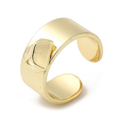 Brass Open Cuff Rings with Diamond Shape Ornament