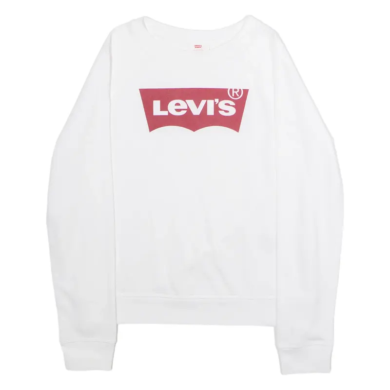 LEVI'S Womens Sweatshirt White Crew Neck S