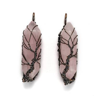 Natural Rose Quartz Big Wire Wrapped Pointed Pendants