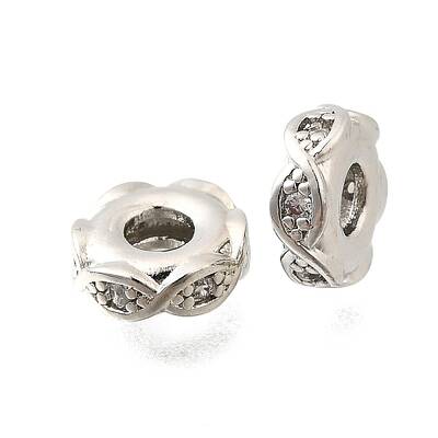 Brass Micro Pave Clear Cubic Zirconia Beads