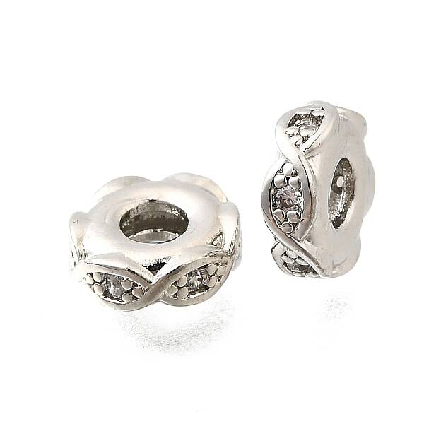 Brass Micro Pave Clear Cubic Zirconia Beads