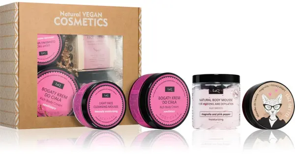 LaQ Kitten Magnolia Gift Set Body Moisturizer 200ml + Face Butter 50ml + Body Cleansing Mousse 100g + Deep Cleansing Mousse 4...