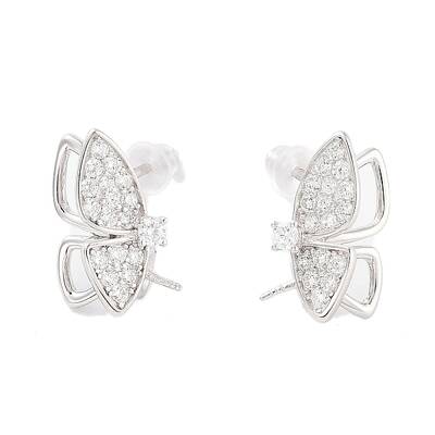 925 Sterling Silver with Cubic Zirconia Stud Earrings Findings