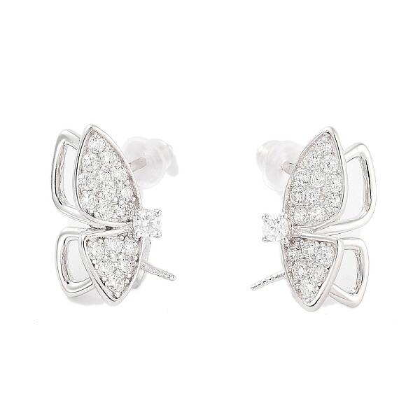 925 Sterling Silver with Cubic Zirconia Stud Earrings Findings