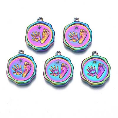 Rack Plating Rainbow Color 304 Stainless Steel Pendant Rhinestone Settings
