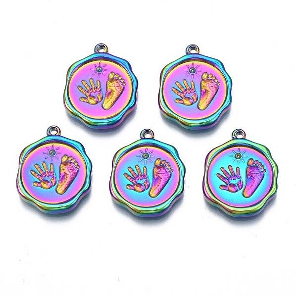Rack Plating Rainbow Color 304 Stainless Steel Pendant Rhinestone Settings
