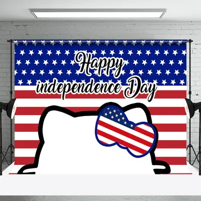 Cat Head Usa Flag Happy Independence Day Backdrop