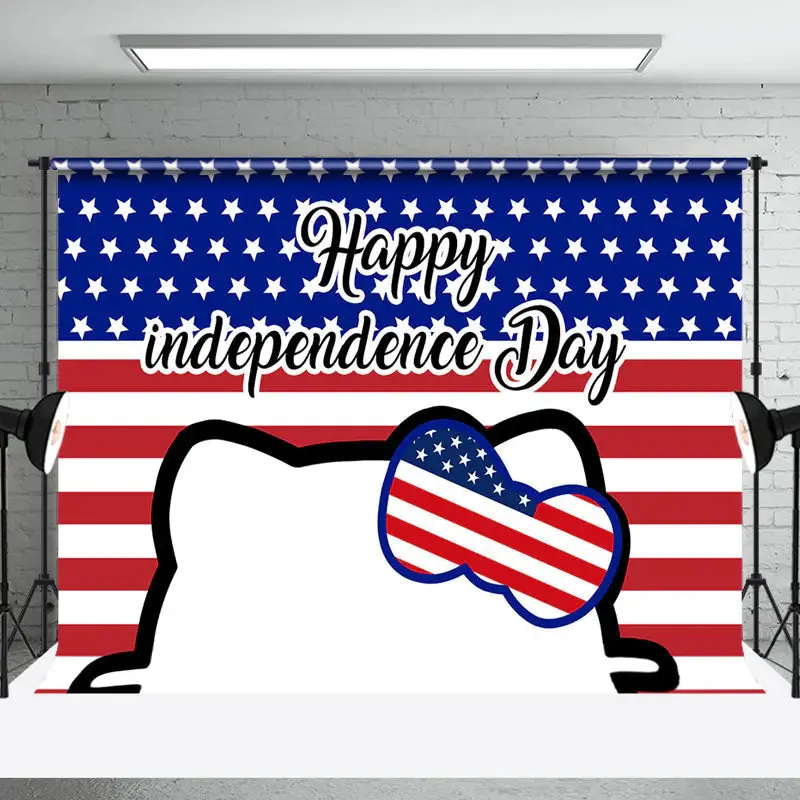 Cat Head Usa Flag Happy Independence Day Backdrop