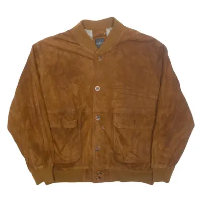 QUADRO Mens Bomber Jacket Brown Leather L