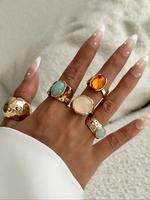 Irregular Wide Band Ring Set, Fashion Stackable Rings for Party, Daily Clothing Decor, Trendy All-match & Exquisite Jewelry f...