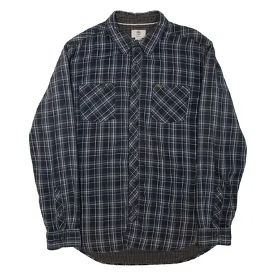 TIMBERLAND Mens Flannel Shirt Blue Check Long Sleeve XL