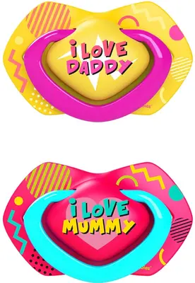 Canpol babies Neon Love B 6-18m pink pacifier 2 pcs