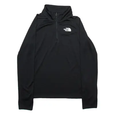 THE NORTH FACE Girls T-Shirt Black Long Sleeve 1/4 Zip L