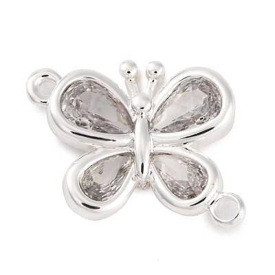 Brass Pave Clear Cubic Zirconia Connector Charms