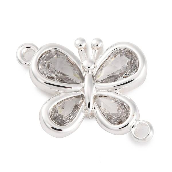 Brass Pave Clear Cubic Zirconia Connector Charms