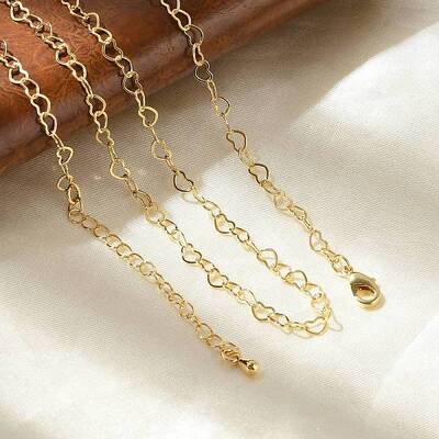 Brass Heart Link Chain Necklaces