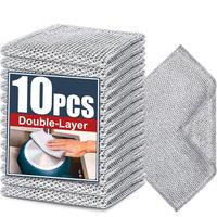 Stainless Steel Dishwashing Cloth, 10pcs/set Reusable Double-sided Scratch Resistant Dish Cloth, Suitable for Wet and Dry Cle...