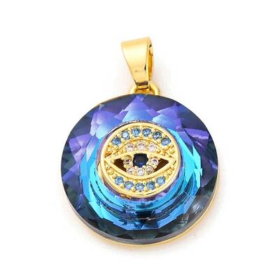 Brass Pendants with Cubic Zirconia and Glass