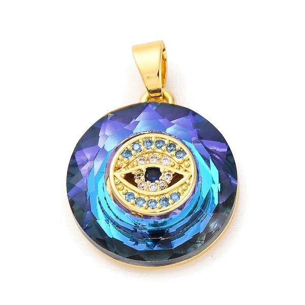 Brass Pendants with Cubic Zirconia and Glass