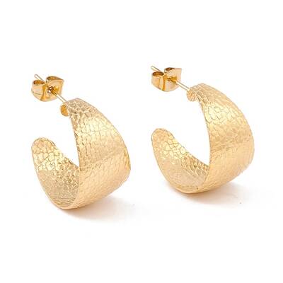 Ion Plating(IP) 304 Stainless Steel Chunky C-shape Stud Earrings