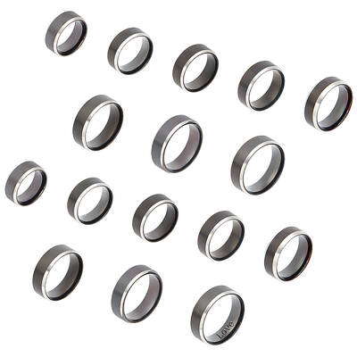 16Pcs 8 Size 304 Stainless Steel Plain Band Rings Set