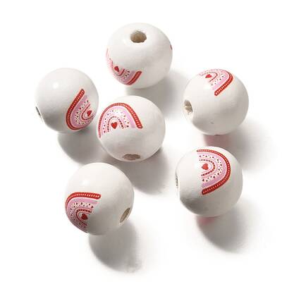 Valentine's Day Element Printed Wood Beads