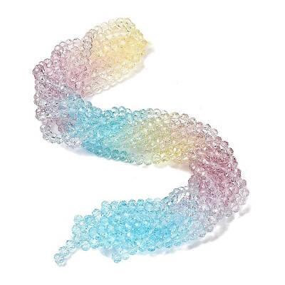 Transparent Painted Glass Beads Strands