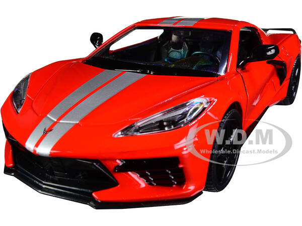 2020 Chevrolet Corvette C8 Stingray Red with Silver Racing Stripes \