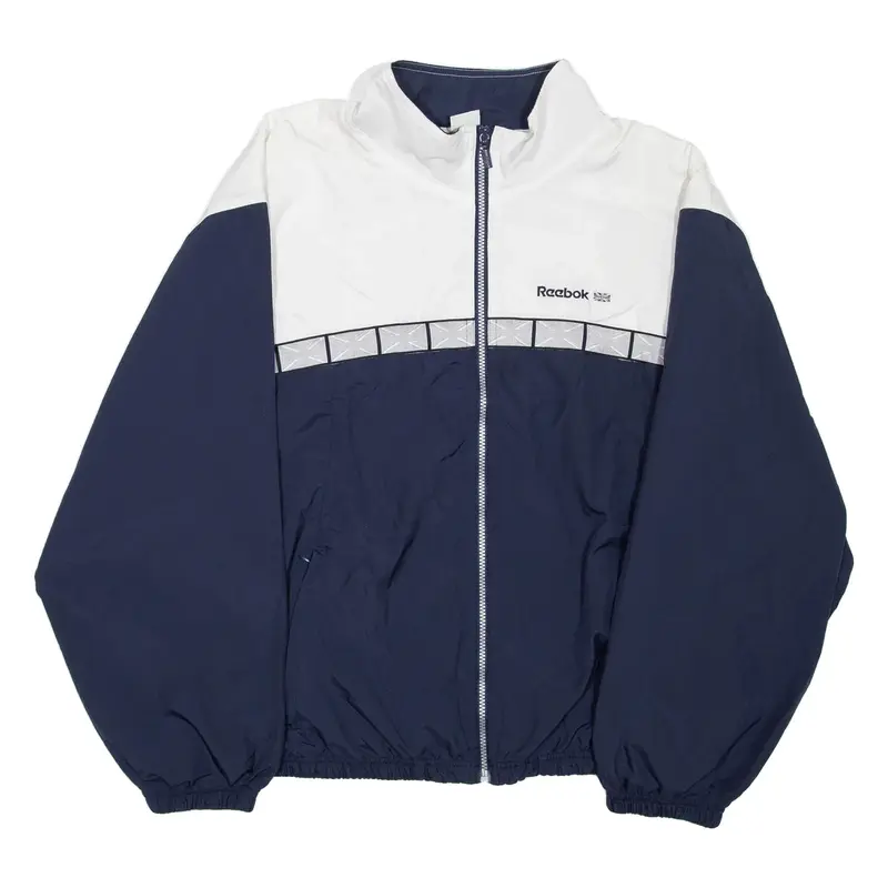 REEBOK Mens Track Jacket Blue Colourblock 2XL