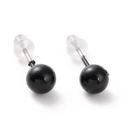 Alloy Round Ball Stud Earrings with Steel Pin for Women