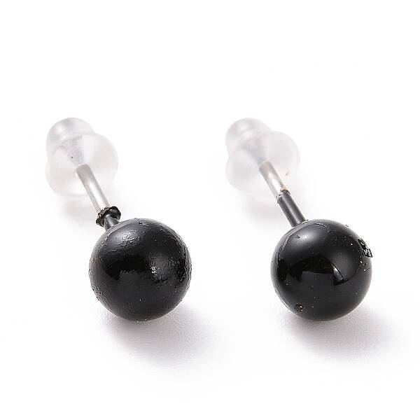 Alloy Round Ball Stud Earrings with Steel Pin for Women
