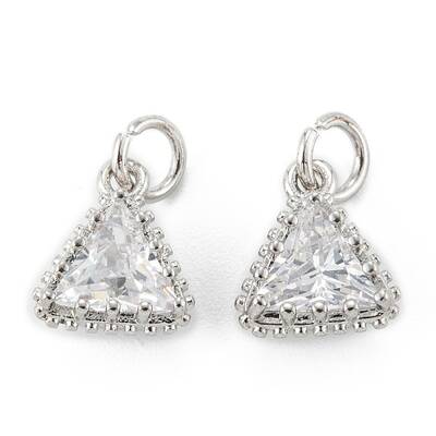 Brass Micro Pave Clear Cubic Zirconia Pendants