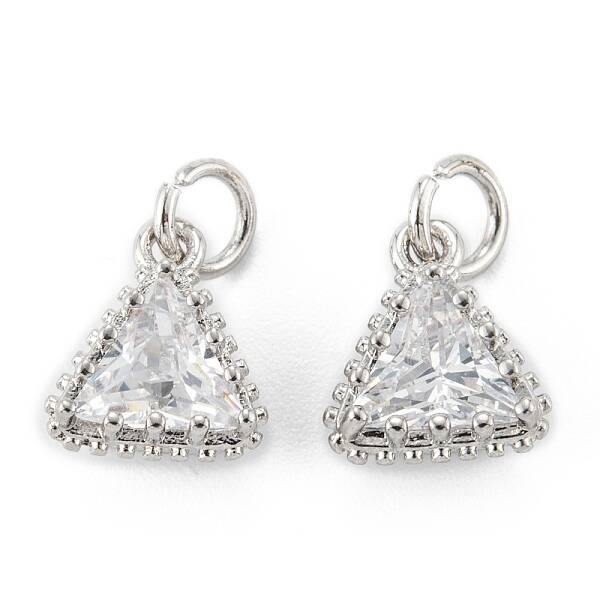 Brass Micro Pave Clear Cubic Zirconia Pendants