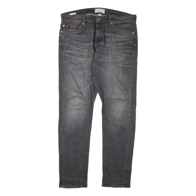 CALVIN KLEIN JEANS Womens Jeans Grey Regular Tapered Stone Wash W36 L32