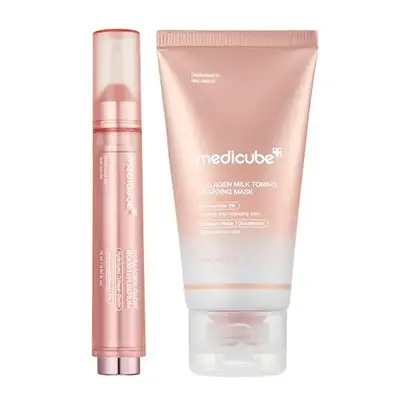 [medicube] Milky Glow Lock Collagen Duo l Collagen Glazed Milky Glow Wrapping Mask (20-Min Use) + Collagen Glow Booster Milk ...