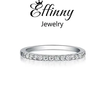 Effinny 0.3ct Classic Half Eternity Wedding Band, 5A Cubic Zironica Stacking Durable Women's Wedding Ring In Sterling Silver ...